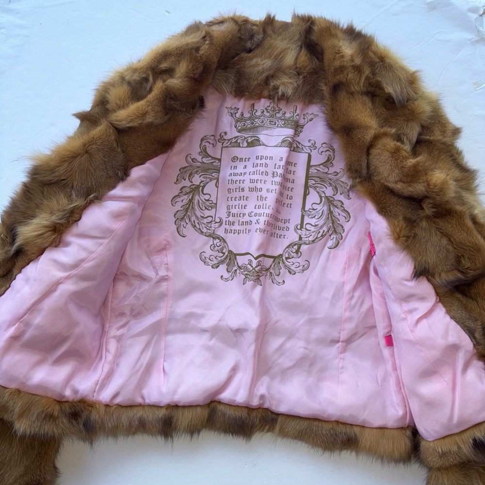 Vintage Y2K Juicy Couture Brown Fox Fur Jacket Pam Gela Mink Genuine P XS Glam S - Picture 7 of 17